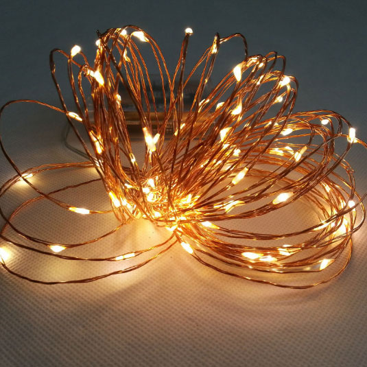 Wireless 9 Foot Waterproof Micro LED String Lights with Timer in Warm White - Copper Or Silver ...