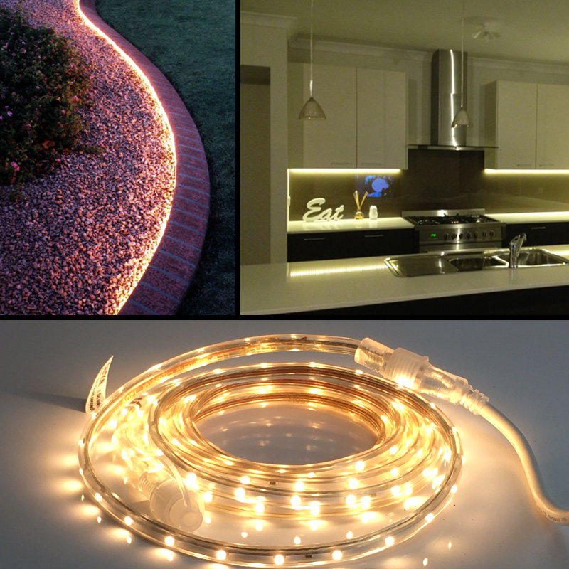 Indoor /Outdoor Heavy Duty 13 Foot Linkable Warm White LED Rope Light Strips - Easily Add Light ...