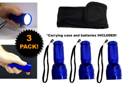 3 Pack - 21 LED Compact Flashlight with Carrying Case & Batteries Included!