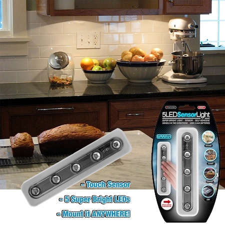 SHIPS FREE - Wireless 5 LED Tap Light - Perfect for under cabinet lighting and more!