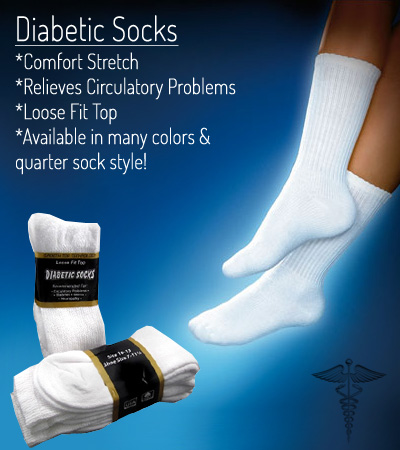 6 Pairs of Diabetic Socks - Available in CREW or Quarter Sock - Ships FREE!