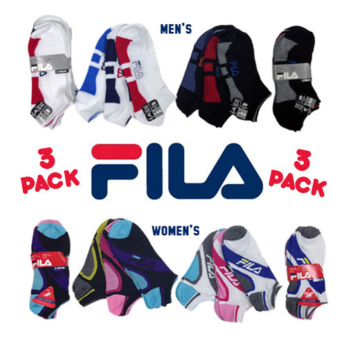Fila No-Show Socks 3 Pairs - Choose Mens or Womens