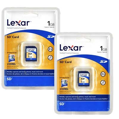 2 Pack - Lexar 1gb SD Cards