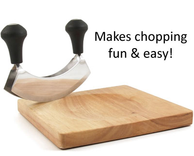 Double Blade Mezzaluna Chopper w/ Cutting Board Set