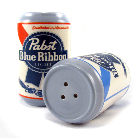 Pabst Blue Ribbon Ceramic Salt and Pepper Shakers - SHIPS FREE!