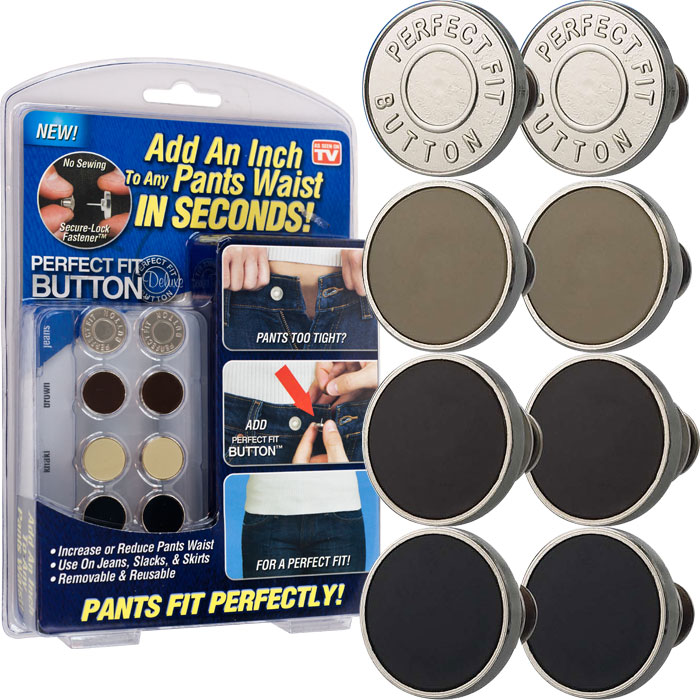 Perfect Fit Button 8 pc. Set - Add or Move an Inch to any Pants Waist in SECONDS!