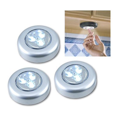 3 Pack - 3 LED Tap Light - Great for under cabinet kitchen lighting and more!