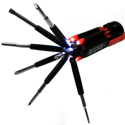 8 in 1 Multi-Screwdriver With Built In Flashlight - Order 6 or more for just $4.49 each! SHIPS FREE