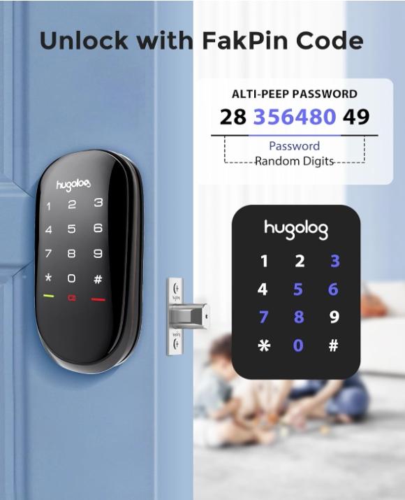 Hugalog Lock Hugolog HU04 Smart Deadbolt Lock, SILVER- Easy and quick to install ...