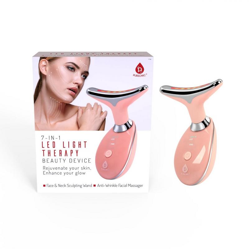 ($40 on amazon - see additional image, just $24.99 from us!) - Pursonic 7-in-1 LED Light Therapy Beauty Device - Red Light Therapy Face & Neck Sculpting Wand.  Designed to enhance skin health and appearance through various LED light therapies. This Red Light Therapy Face & Neck Sculpting Wand utilizes advanced light technology to target multiple skin concerns, including anti-aging, skin tightening, and improved collagen production - SHIPS FREE!