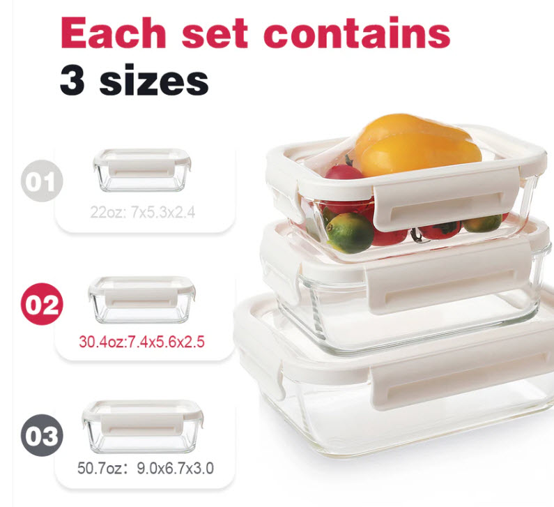 Random Container And Lids SEE VIDEO BELOW - Glass Food Storage Containers Set with Expanding Lids ...