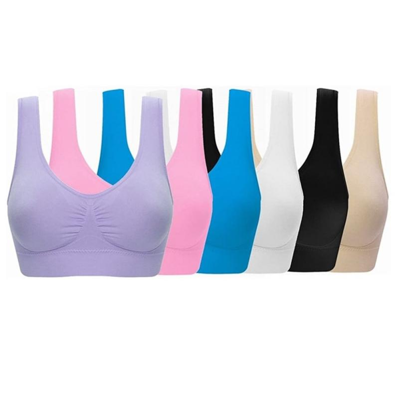 6 PACK OF Ladies Single Layer Seamless Sports Bra. There will be no more struggle with your everyday bra, say goodbye to discomfort, pinching, itching & scratching. It is so comfortable & very light to the extent that you will forget you are wearing it - SHIPS FREE! 