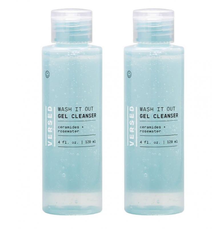 2 PACK OF Versed Wash It Out Gel Face Cleanser, 4 oz. Gentle, non-stripping facial cleanser designed for all skin types. This vegan and cruelty-free formula effectively removes dirt, oil, and impurities without compromising the skin\'s natural moisture barrier. Its pH-balanced composition (5.7–6.0) ensures skin remains balanced and comfortable after cleansing - SHIPS FREE! 