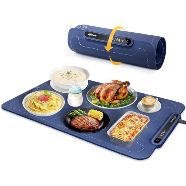 Foldable Silicone Food Warming Mat - 3 Temp Levels Food Warmer with Child Safety Lock, Auto-Shutoff, Full Surface Heating Silicone Heating Tray for Gatherings, Parties and More - Great Deal Because You Will Receive a Random Color - SHIPS FREE!