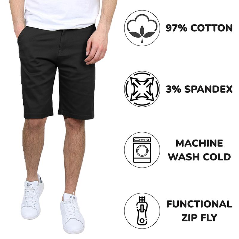 3 PACK OF Men's Assorted Cotton Flex Stretch Slim Fit Chino Shorts ...