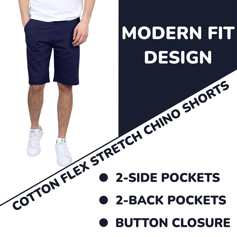3 PACK OF Men's Assorted Cotton Flex Stretch Slim Fit Chino Shorts ...