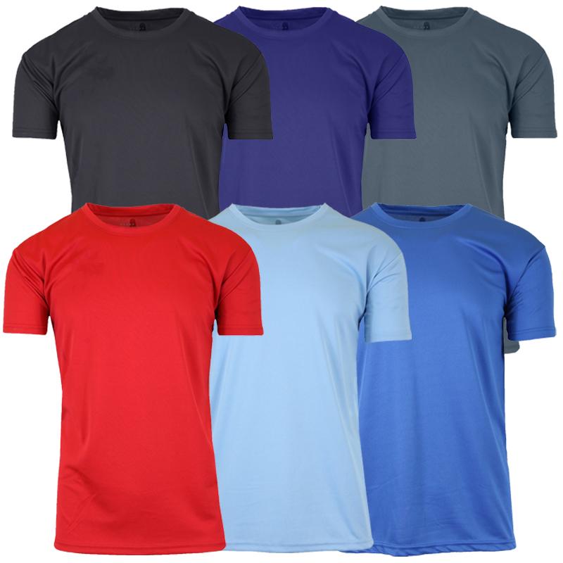 5 PACK OF Men\'s Performance Moisture-Wicking Crew Neck Tees. Allows You To Stay Cool And Dry Regular-Fit Design Crew Neckline Reflective Stripe Patch On Back Short Sleeve Wrinkle Free Odor Resistant Tag-Less For Comfort Double Stitched Hem- 3 Color Options to Choose From- SHIPS FREE! 