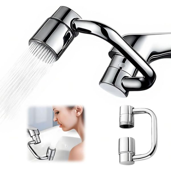 <strong>UNMUTE THE VIDEO FOR AUDIO</strong> - 1440° Rotatable Faucet Aerator Extension - 2 Modes Universal Sink Faucet for Splash Reduction - The faucet extender for kitchen sink innovatively adopts a rotate, bend and fold 360° rotation design - SHIPS FREE!