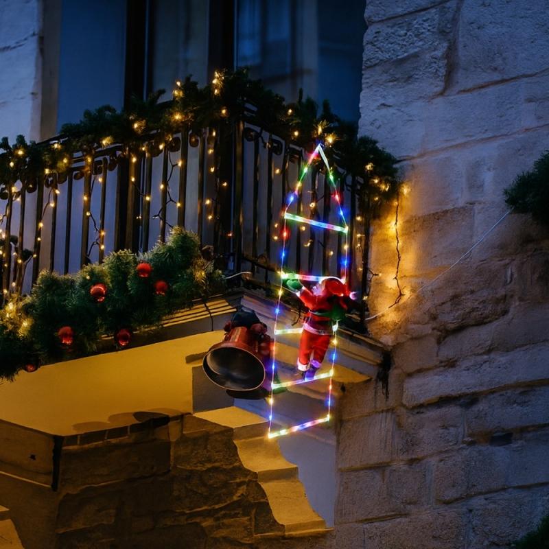 LED Ladder Lights with Climbing Santa Claus - 3.3FT Festive Holiday Decoration for Indoor & Outdoor Use, 8 Lighting Modes, Remote Controlled- Xmas Lights Tree for Home Holiday Wall Window Xmas Decor- SHIPS FREE! 