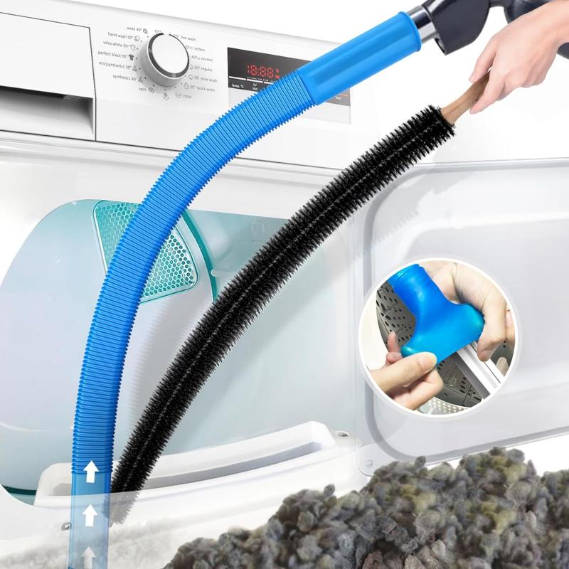 2 PACK OF: 2 Piece Set Dryer Vent Cleaner Kit.  Flexible Dryer Lint Brush Vacuum Hose Attachment Power Lint Remover Refrigerator Coil Brush. Compatible with Most Vacuum Cleaners- You will get 2 SETS - SHIPS FREE!