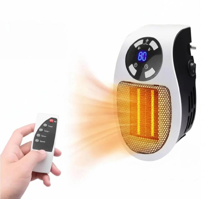 Portable Programmable 500W Wall Outlet Space Heater With LED Display with Remote Control.  Perfect for bedrooms, offices, bathrooms, or any small space needing targeted warmth- SHIPS FREE!