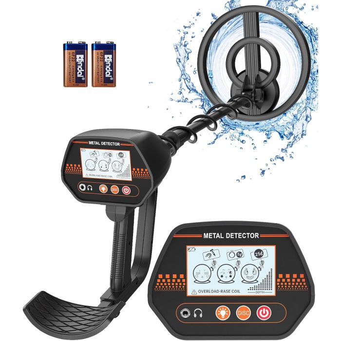 Metal Detector With Waterproof Coil, Lightweight & Adjustable Stem, LCD Display, All Metal & Disc Modes, Backyard/Beach/Parks Exploration - Great for both kids and adults! Let the treasure hunt begun! - SHIPS FREE!