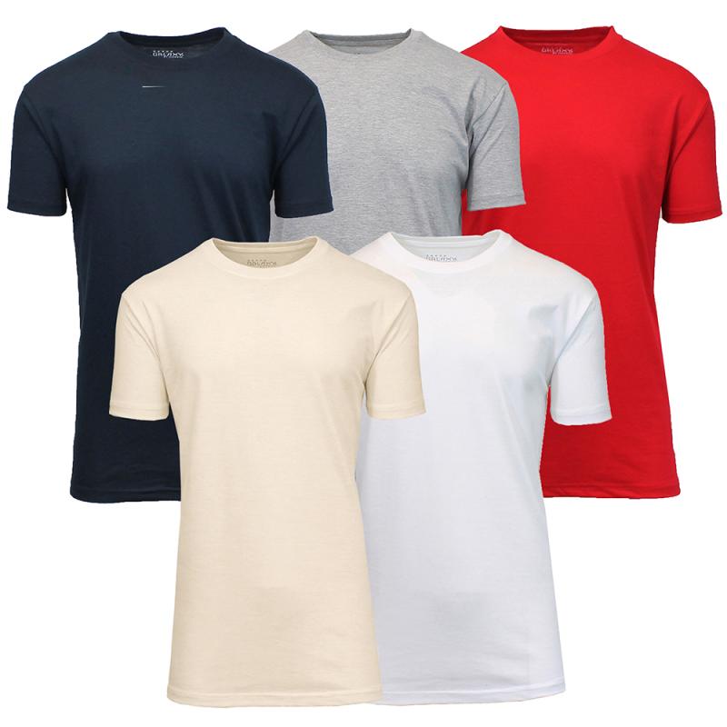 Men\'s 5-Pack Modern Fit Crew Neck T-Shirts.  Soft Stretch Cotton Blend, Short Sleeve Everyday Tees- SHIPS FREE!