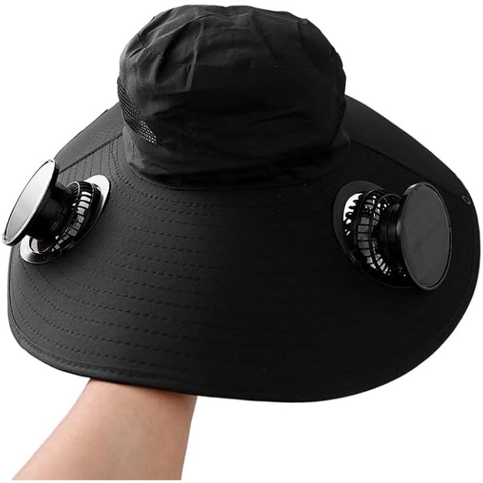 UNMUTE the video for audio - Solar Fan Hats - Perfect for men AND women! - Great deal because you will receive a random neutral color. Sure, these may look a little silly, but they work SO WELL keeping you cool! - SHIPS FREE!