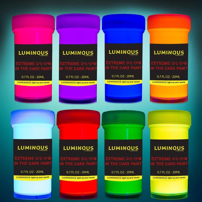 Set of 8 Luminous Extreme Glow in The Dark Paint - SHIPS FREE!