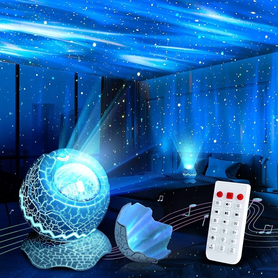 Dinosaur Egg Galaxy Star Projector Starry Light with Wireless Music Player, White Noise, Nebula,Timer & Remote Control - SHIPS FREE!