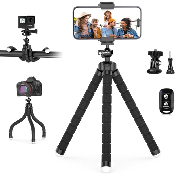 Flex Leg Twist & Grip Tripod - Don\'t have a stable surface? NO PROBLEM! Works on rocks, tree branches, fences, handlebars, chairs, railings & more! The flexible legs wrap, twist and grip almost anywhere so you can capture steady photos and videos on the go. - Order 2 or more and SHIPPING IS FREE!