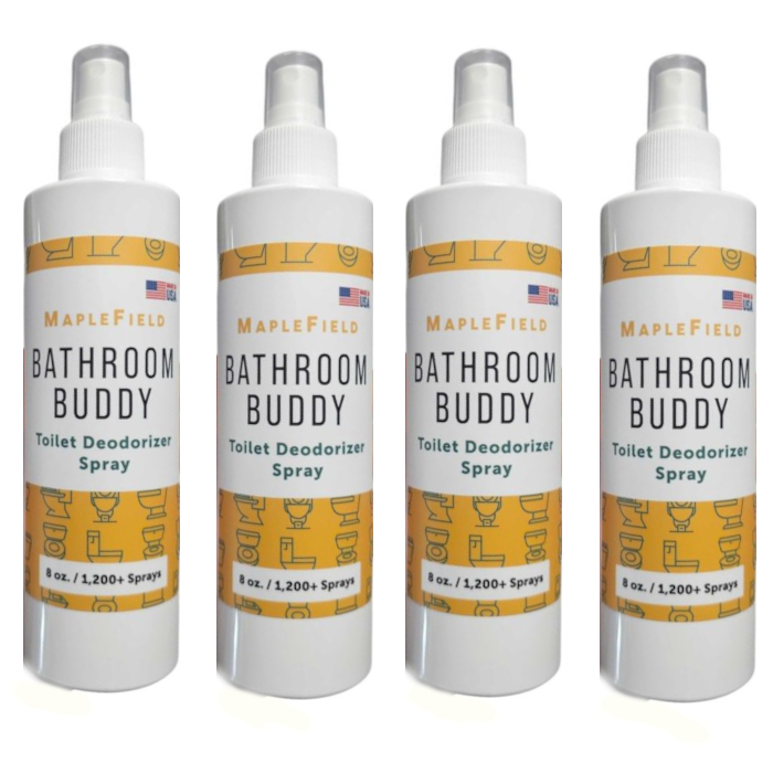 4 PACK of MapleField Bathroom Buddy Citrus Toilet and Room Deodorizer Sprays - Large 8oz size - Use as a \