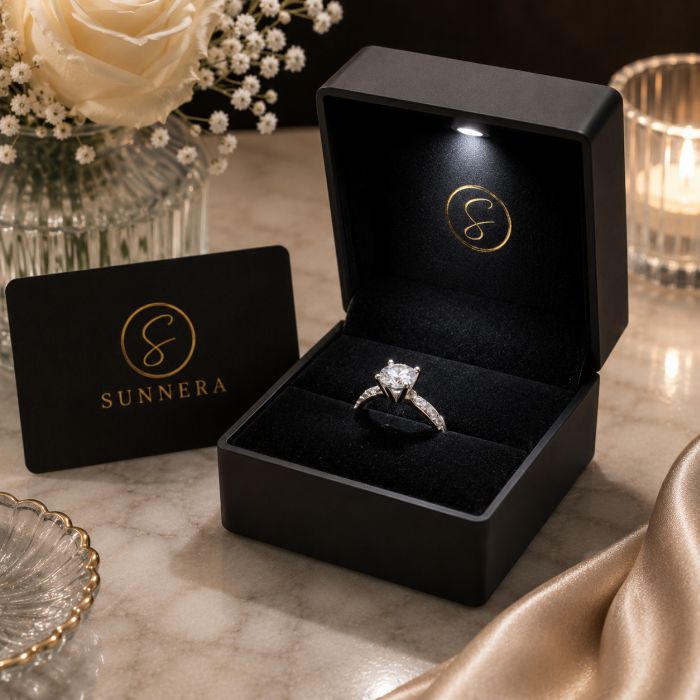 Sunnera Adjustable Moissanite Ring In Lighted Box - S925 Sterling Silver - SHIPS FREE!