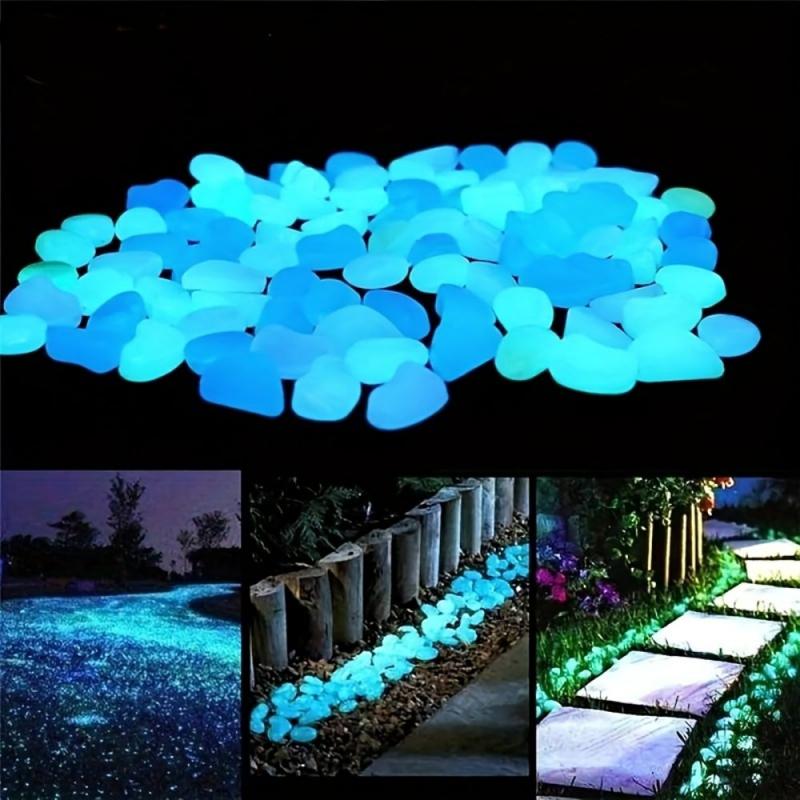 400 Pieces: Blue Glow in the Dark Garden Pebbles. Great for Walkways, Planters, & Much More!