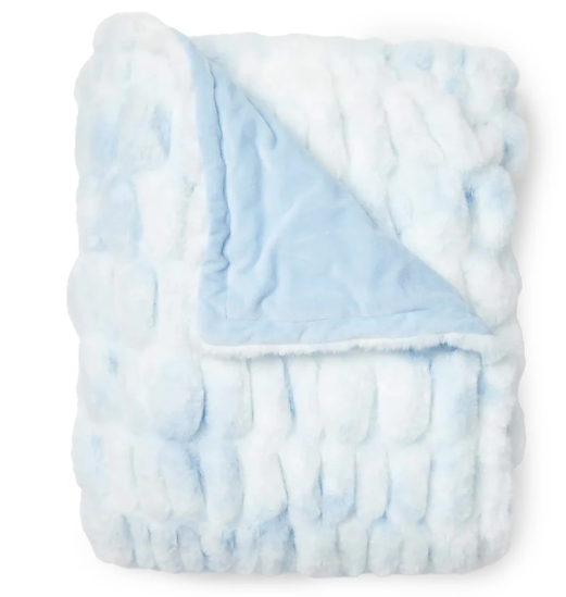 Ruched Faux Fur Blanket - Light Blue - 50 x 60 in