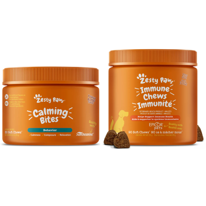 ($33 on amazon with over 100,000 5-star reviews - see additional image) - Zesty Paws Healthy Dog Chews - 90 count - Choose Calming Bites - Turkey Flavor (Great for dogs with anxiety and for travel) or Immune Chews  - Peanut Butter Flavor (For seasonal allergies, gut health, and overall immune support) - GREAT deal because the \