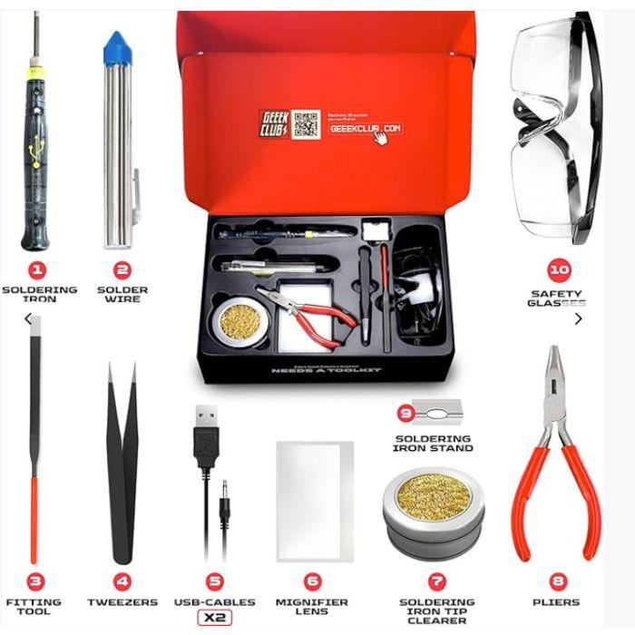 9 Piece Soldering Kit with Soldering Iron - Geeek Club