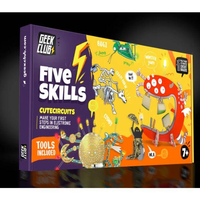 Geek Club Five Skills Cutecircuits Building Kit STEM Engineering Set – Challenge your mind with exciting skill-based activities that test memory, observation, strategy, communication, and coordination. A fun hands-on STEM experience that brings learning, creativity, and friendly competition together! SHIPS FREE!