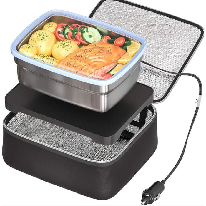 Portable Car Food Warmer – Keep your meals warm and ready to eat while you\'re on the road with this convenient vehicle-powered food warmer. Simply plug it into your car\'s power outlet and enjoy hot lunches during commutes, road trips, and workdays. - SHIPS FREE!