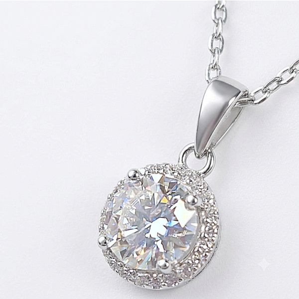 Sunnera Sterling Silver Moissanite Pendant Necklace in Lighted Sunnera Case - SHIPS FREE!