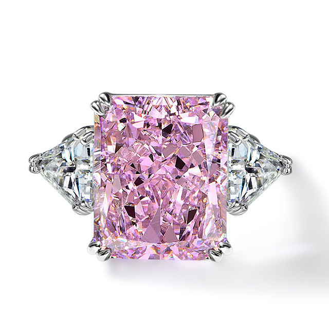 Sunnera Sterling Silver Ring With Radiant Cut Pink CZ Stone - SHIPS FREE!