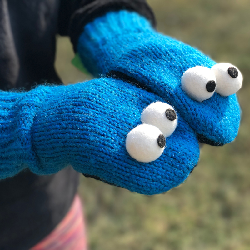 Cookie Monster Wool Mittens w/...