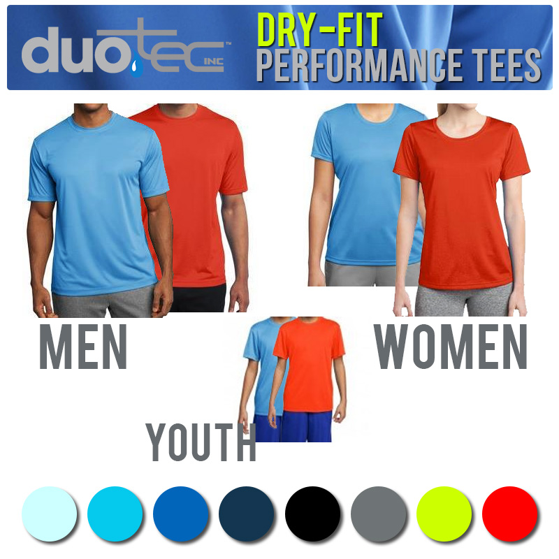 Duo Tec Dry-Fit Performance Tees For Men, Women or Youth - $2.49 (Reg. $24.99)