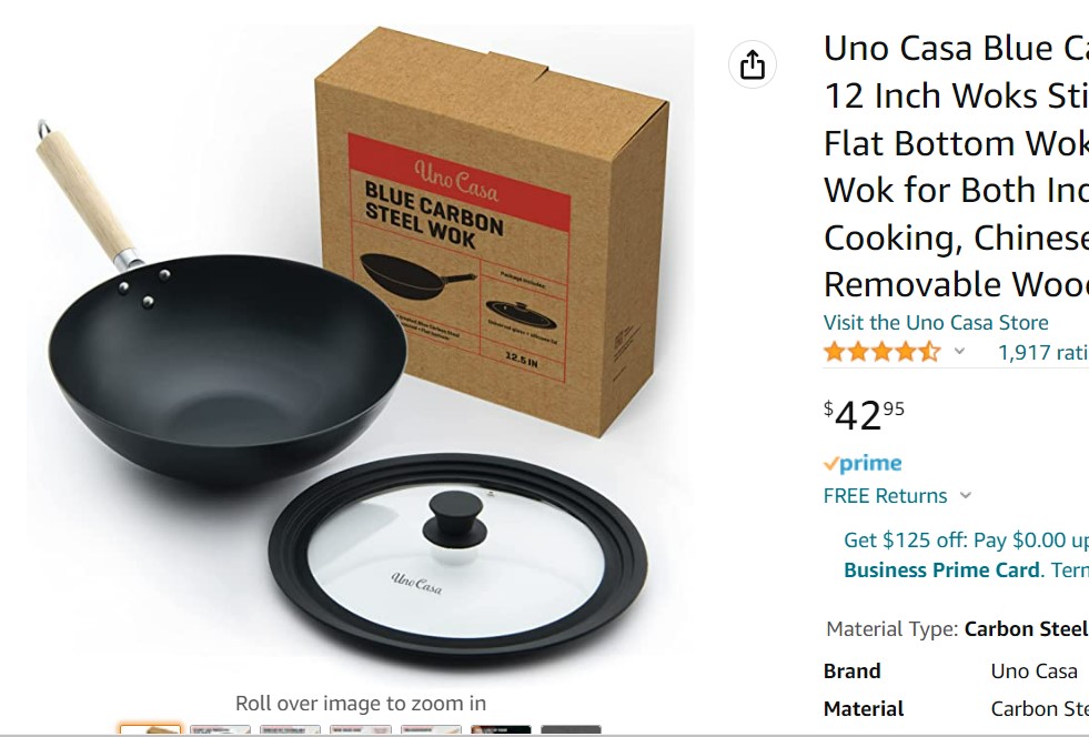 Uno Casa Carbon Steel Wok Pan