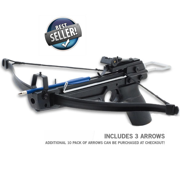 50lb Draw Pistol Grip Crossbow With Arrows - $9.99 ships free