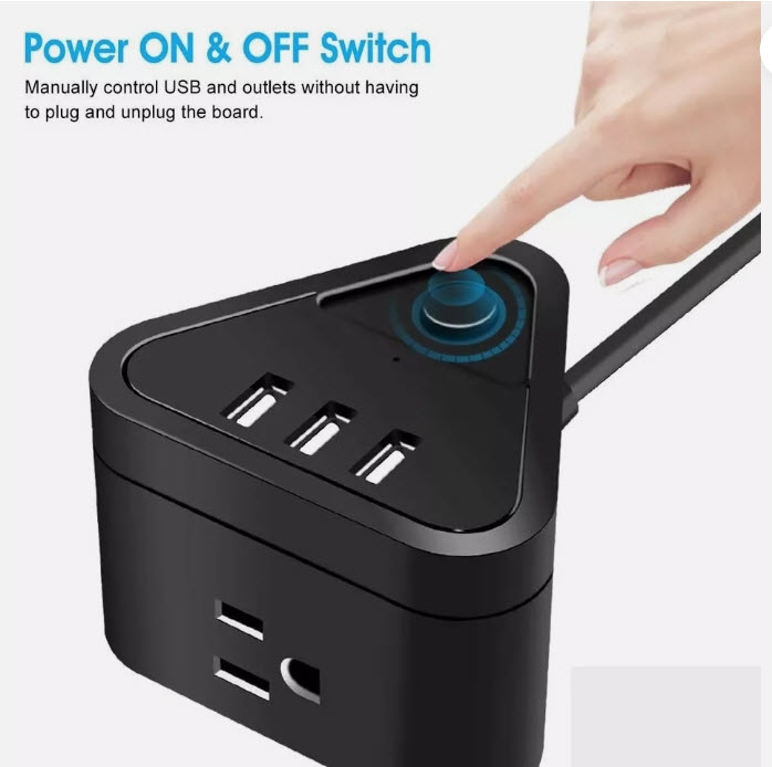 Power Plug In Hub Deluxe Energy Saving Compact Power Hub with 3 A/C Outlets and 3 High ...