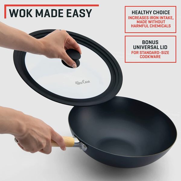 Uno Casa Carbon Steel Wok Pan - Thumbnail 4