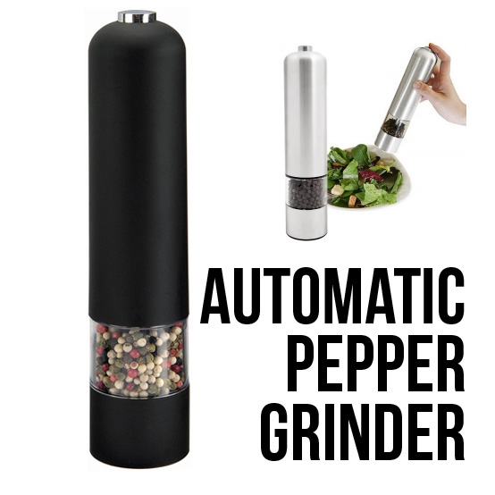 FREE Deluxe Automatic Salt or Pepper Grinder with Ingredient Window and LED Light