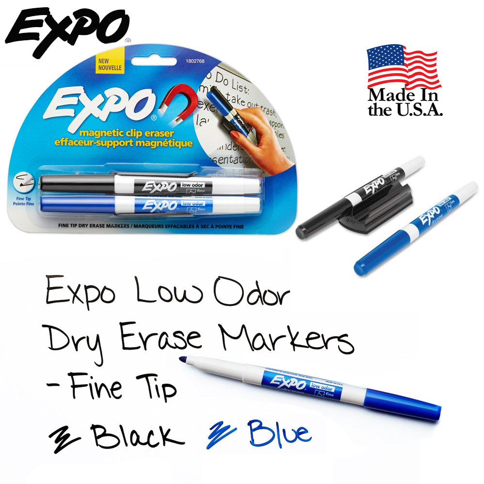 Expo Fine Tip Dry Erase Markers With Clip Eraser 1 Set For