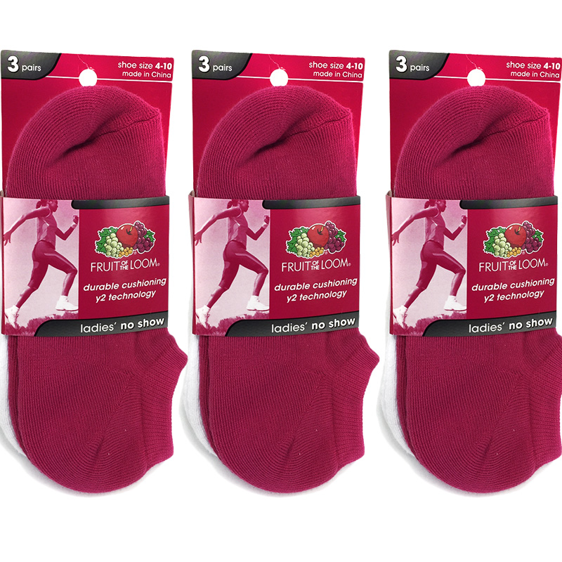 9 Pairs Fruit of the Loom Ladie's Cotton Durable Cushioning Y2 Technology No Show Socks - $9.99 - Ships Free